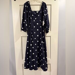 Navy Polka Dot Dress